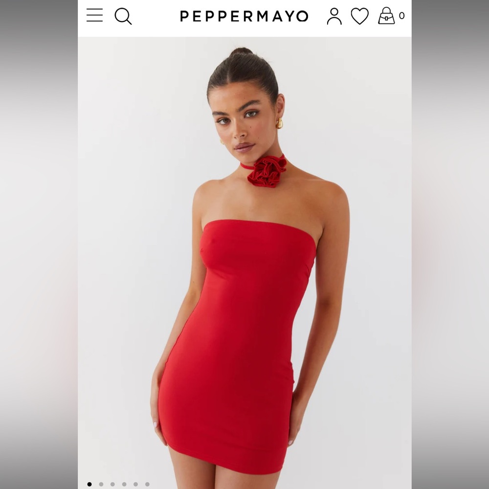 Peppermayo Ruby Glamour Rose Mini Dress - Rouge Red